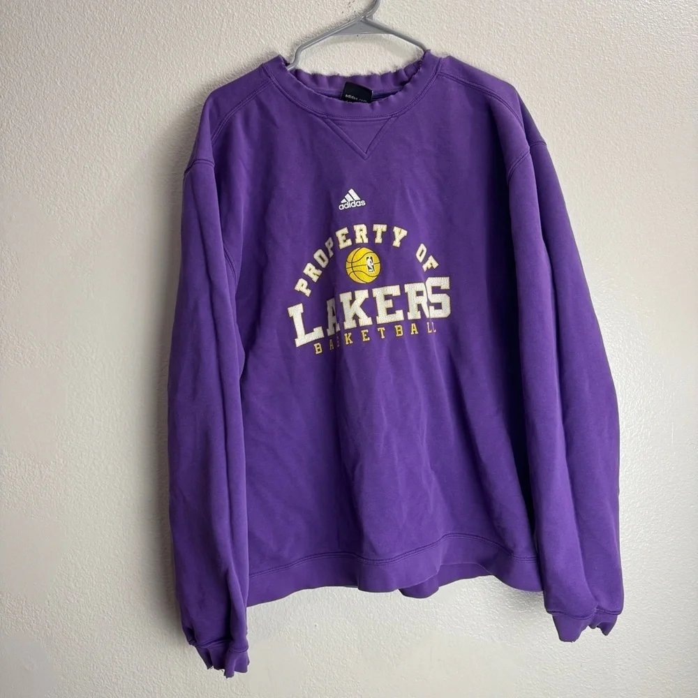 Los Angeles Lakers Adidas Vintage Pullover Sweatshirt Size Large